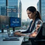 Young IT professional working at a desk in Hinjewadi Pune with fertility and ovarian health awareness concept