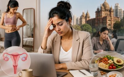 Lean professional woman with PCOS symptoms despite normal weight highlighting hormonal imbalance and metabolic health concerns